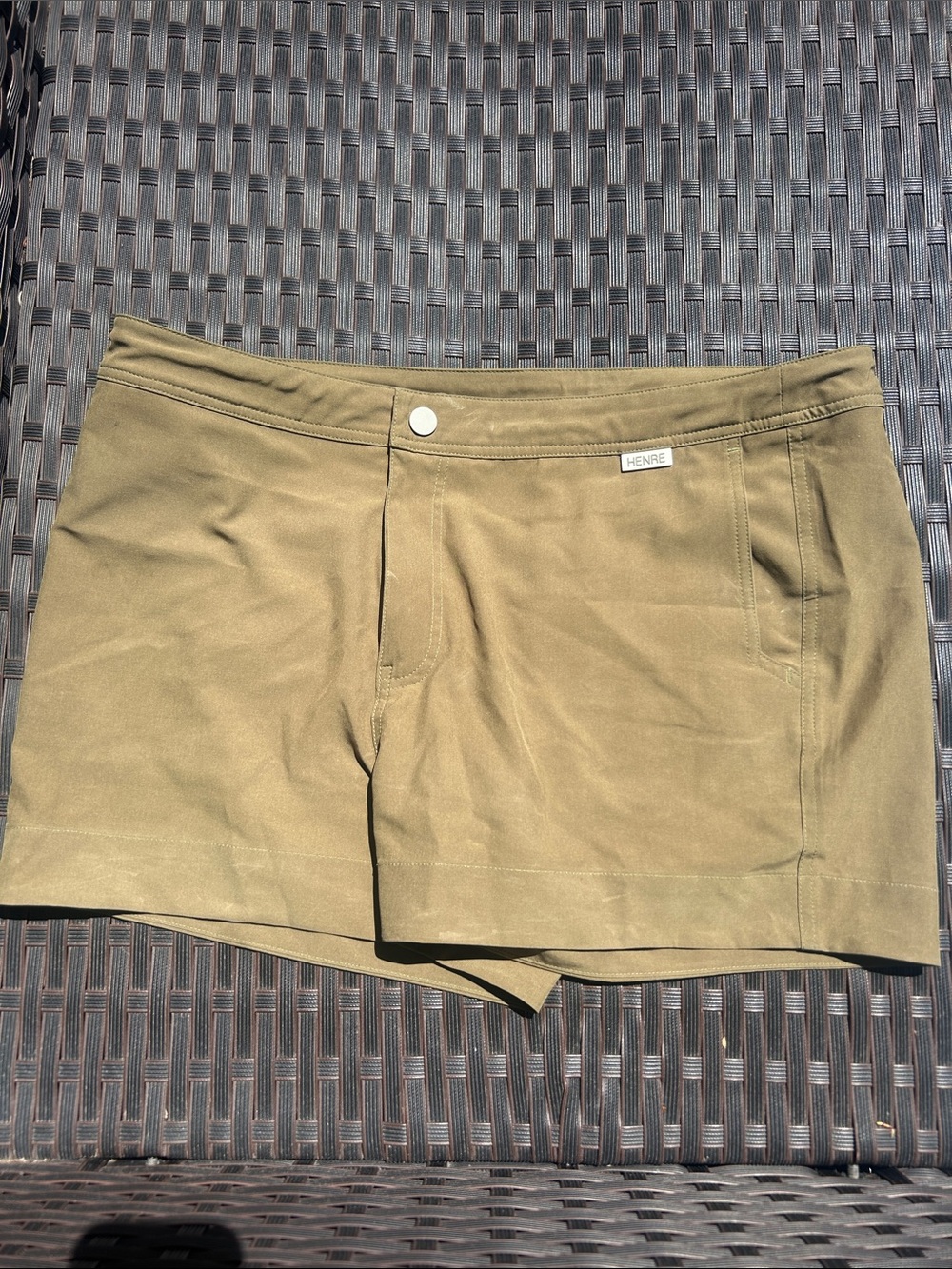 Henne Olive Men’s Athletic Shorts with White Accents